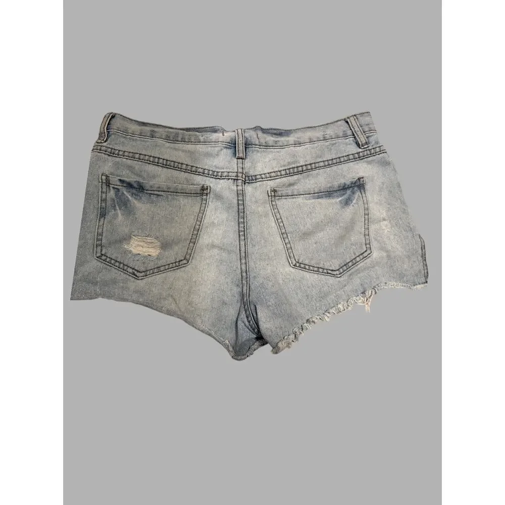 Free People Distressed Button Fly Denim Cutoff Shorts Size 28